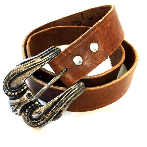 Belt  Leather Renaissance Medieval Pirate Boho Silver Buckle Hand Crafted… - Picture 1 of 15